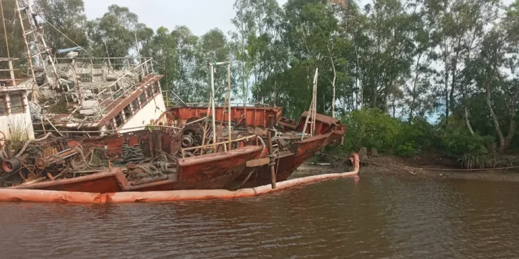 Barcos abandonados en el arroyo Las Vacas: Contaminación y reclamos pendientes en Carmelo
